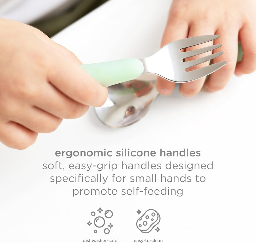 Ubbi - Stainless Steel Toddler Fork & Spoon Set - Multicolor - 2 Pcs