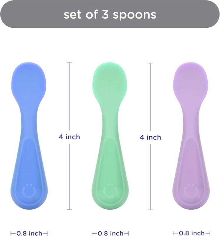 Ubbi - Silicone Training Spoon Set For Toddlers - 3pcs
