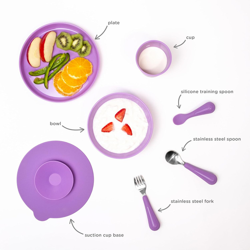 Ubbi - Toddler Feeding Set With Suction Base - Multicolor - 7 Pcs