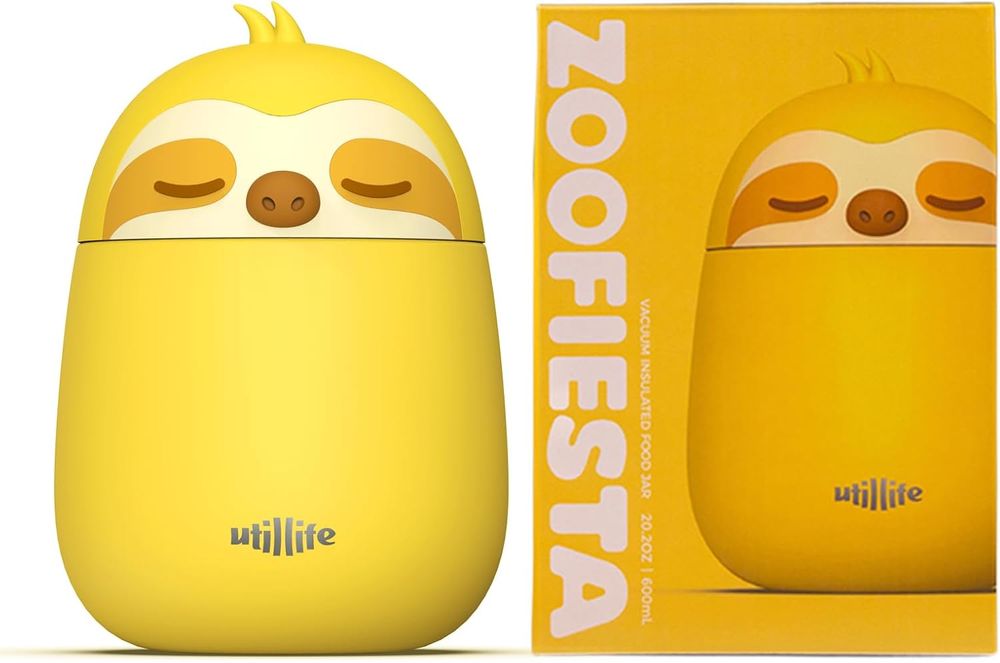 Utillife - Zoofiesta Kids Insulated Food Jar Sloth - Vacuum Thermos