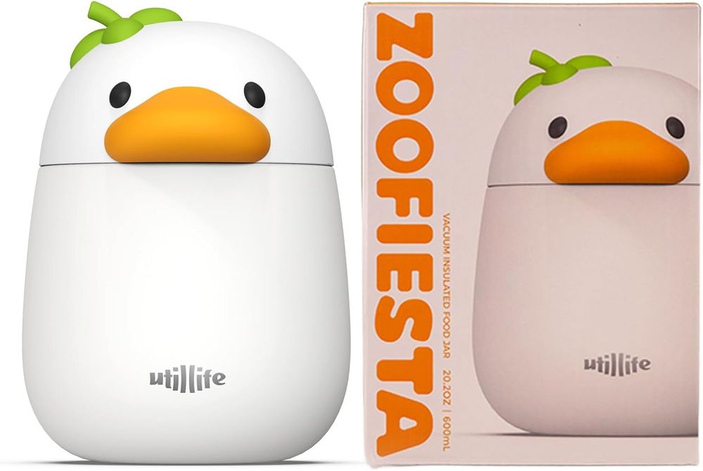 Utillife - Zoofiesta Kids Insulated Food Jar Duck - Vacuum Thermos