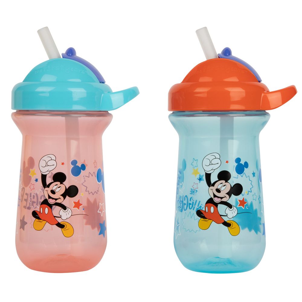 The First Years - Disney Mickey Mouse Flip Top Straw Cup - Pack Of 2 - 296 ml