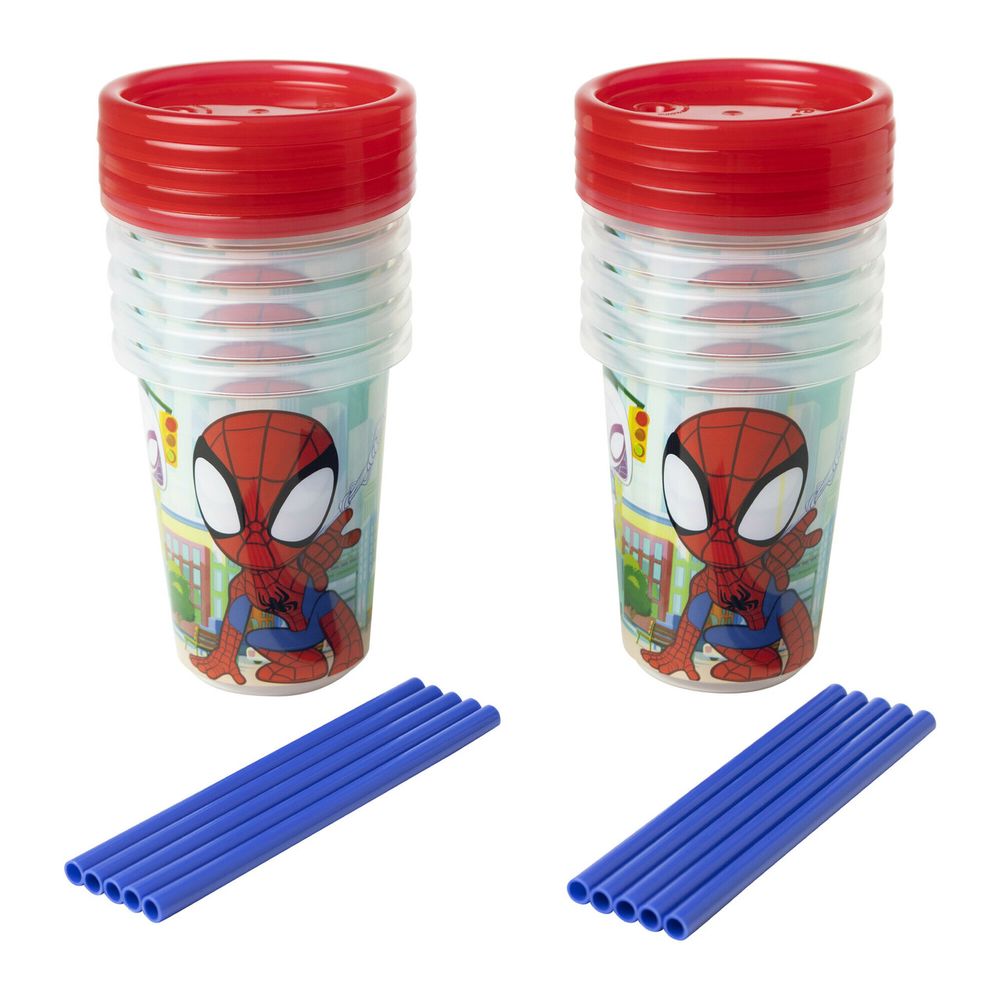 The First Years - Spidey Take & Toss Toddler Straw Cups - 10 Pcs - 296 ml