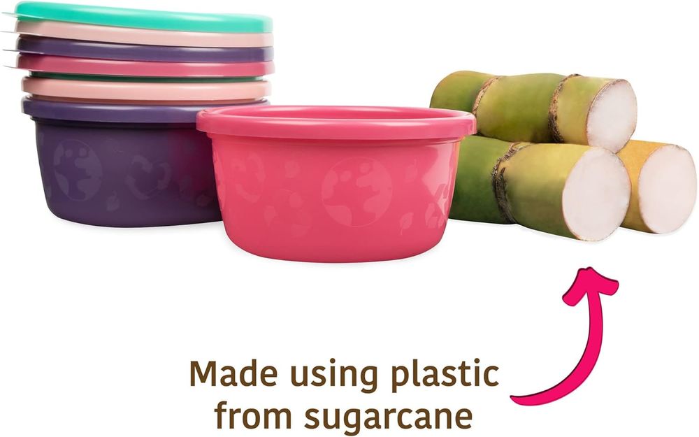 The First Years Green Grown Reusable Bowls With Spoon & Fork Set - 24 Pcs