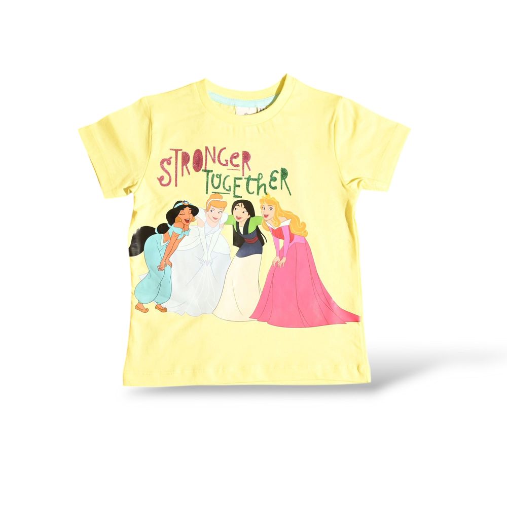 Princess Girl's Short Sleeves Pyjama T-Shirt & Pants Yellow/Blue - 2 Pcs