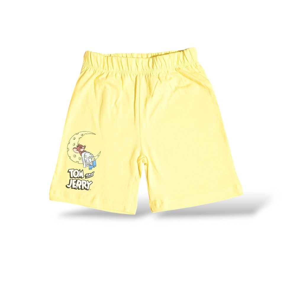 Tom & Jerry Kid's Printed T-Shirt & Shorts White/Yellow - 2 Pcs