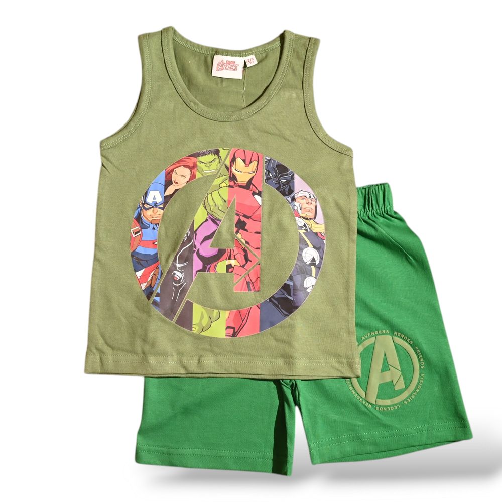 Avengers Boys Summer Sleeveless & Short Set - Green
