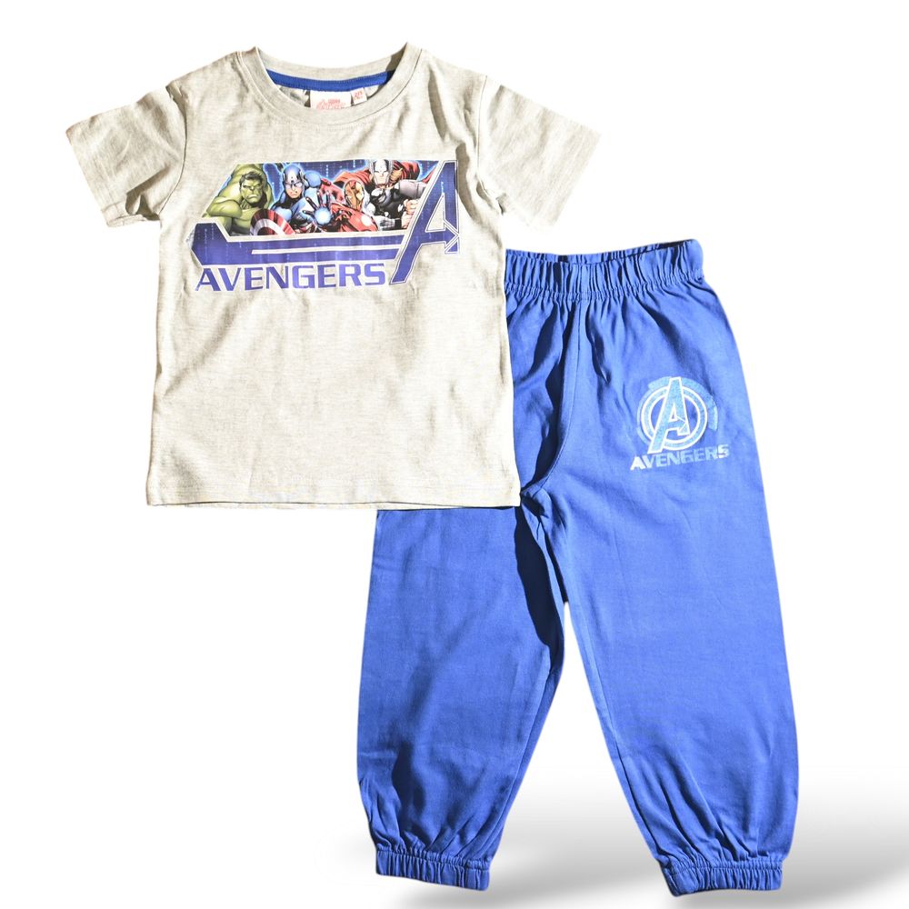 Avengers Kids Short Sleeve Top and Pyjama - Blue/White - 2 Pcs