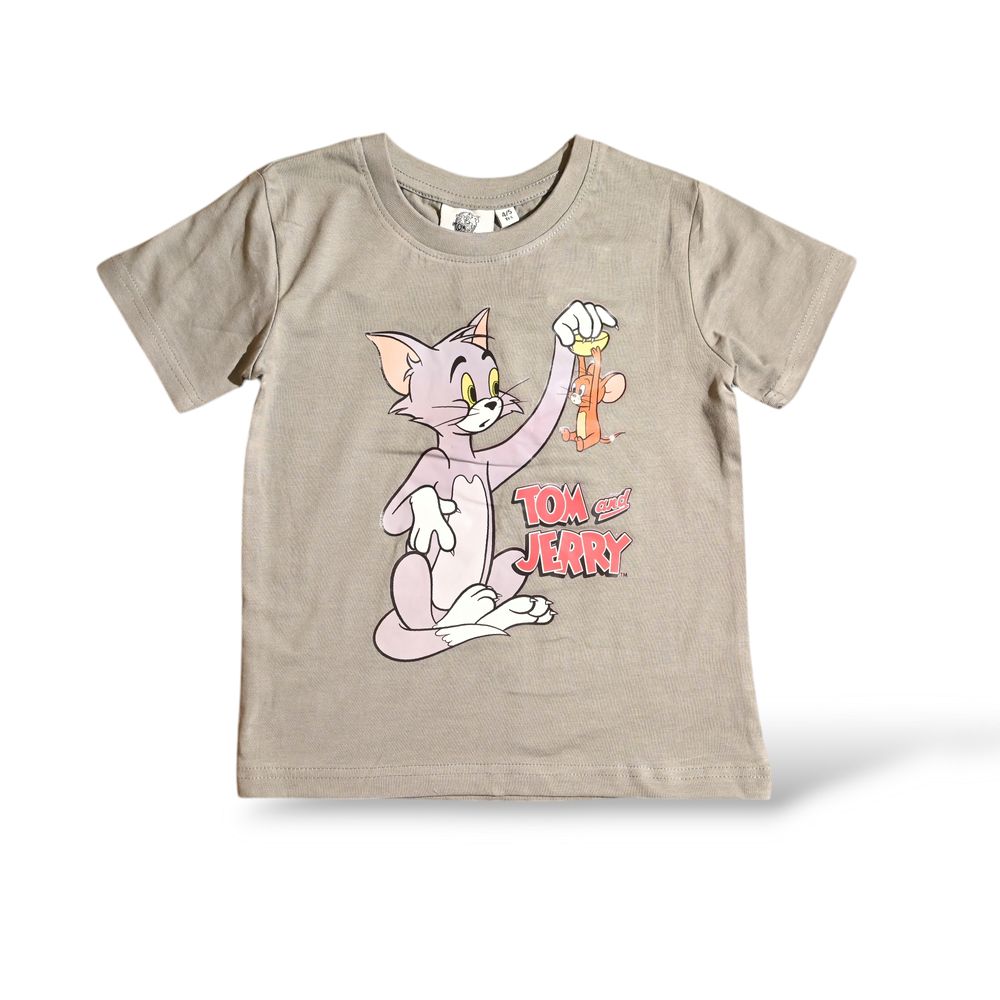 Tom & Jerry Kids Cotton T-Shirt & Joggers Set - Grey