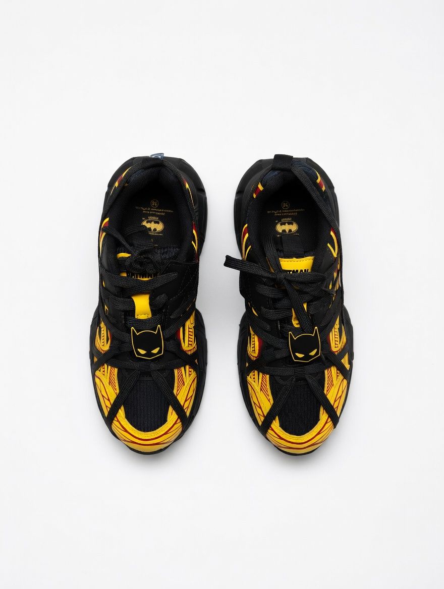 Batman Boy's Lace-Up Casual Sports Sneakers - Yellow/Black