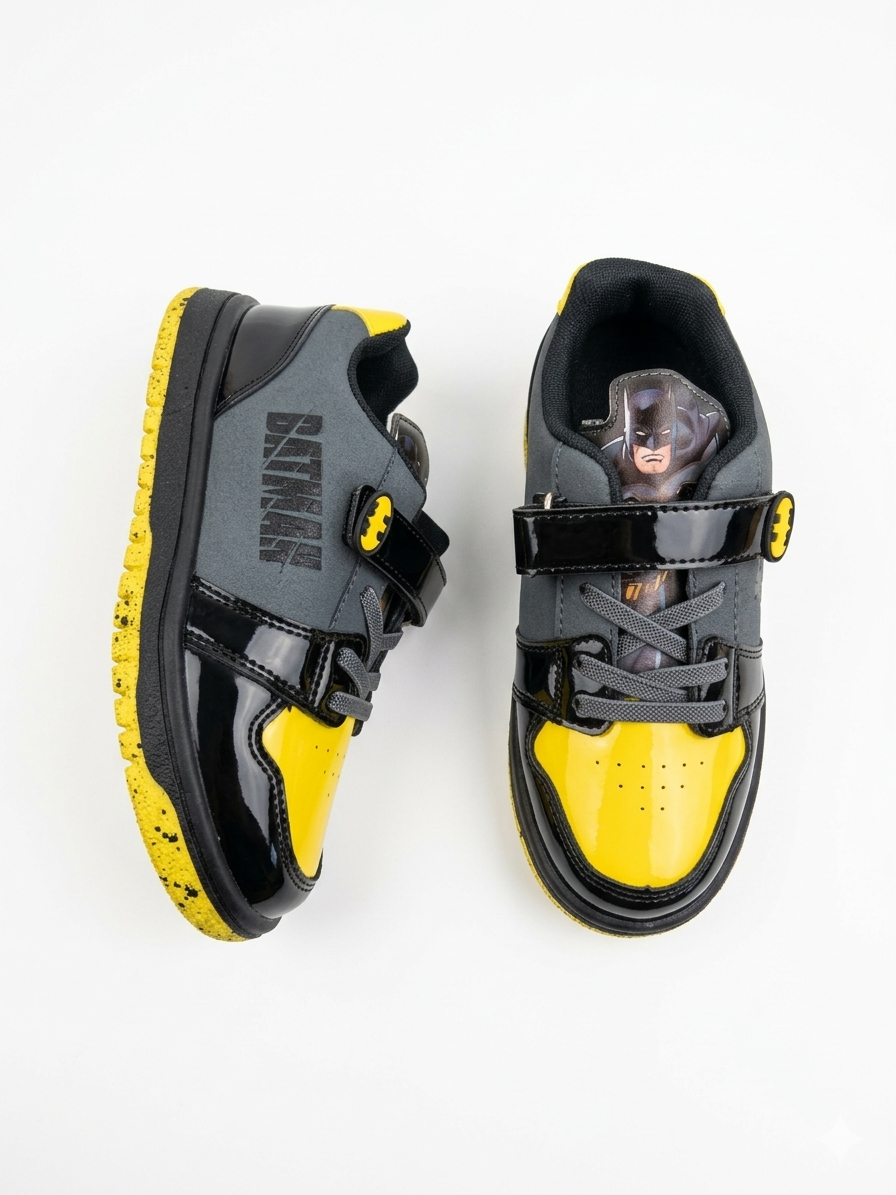 Batman Boy's Velcro Casual Sports Sneakers - Black/Yellow