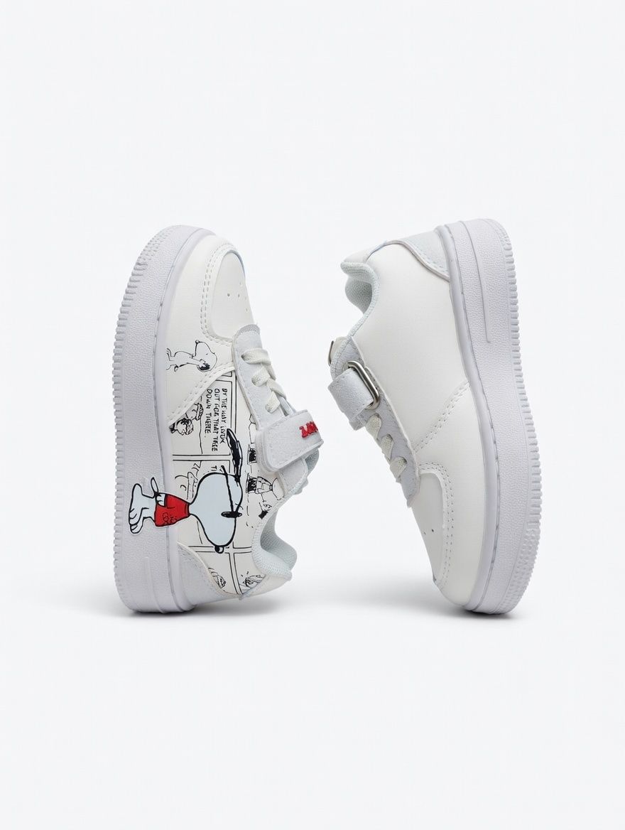 Peanuts Boy's Low Top Sneakers - White/Grey