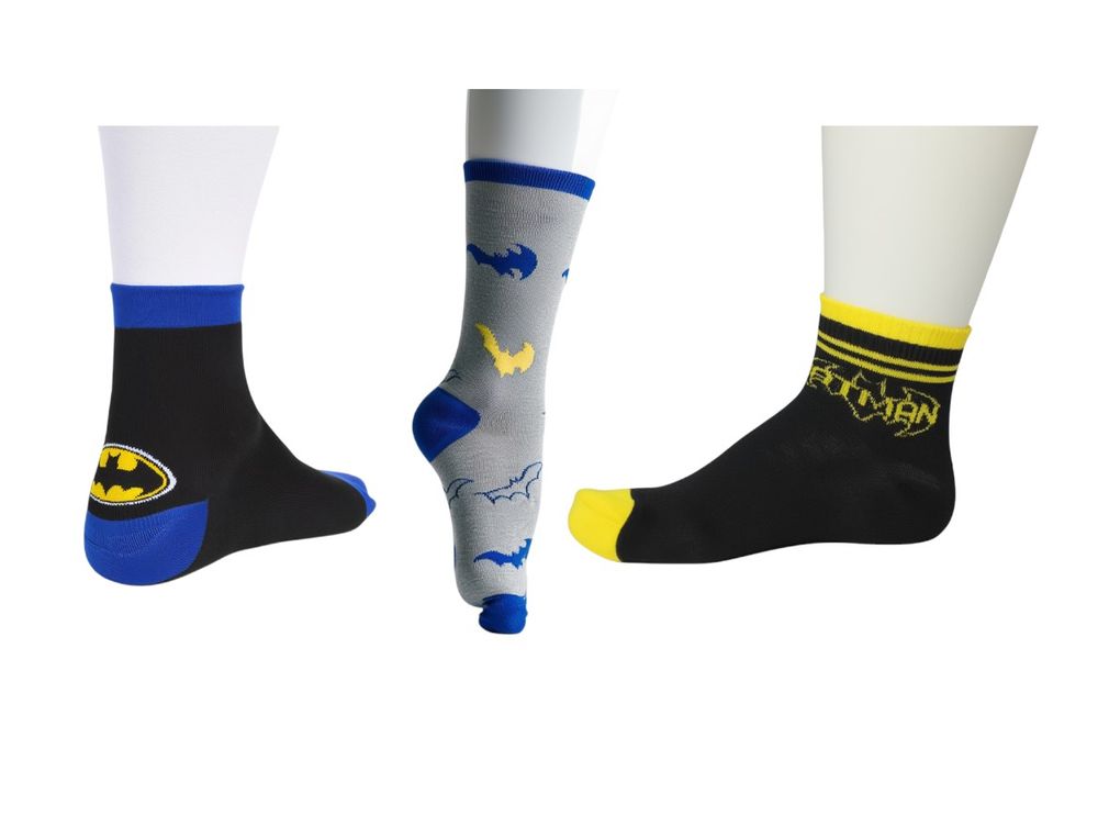 Batman Boy's Anklet Socks Black/Grey/Yellow - 3 Pcs