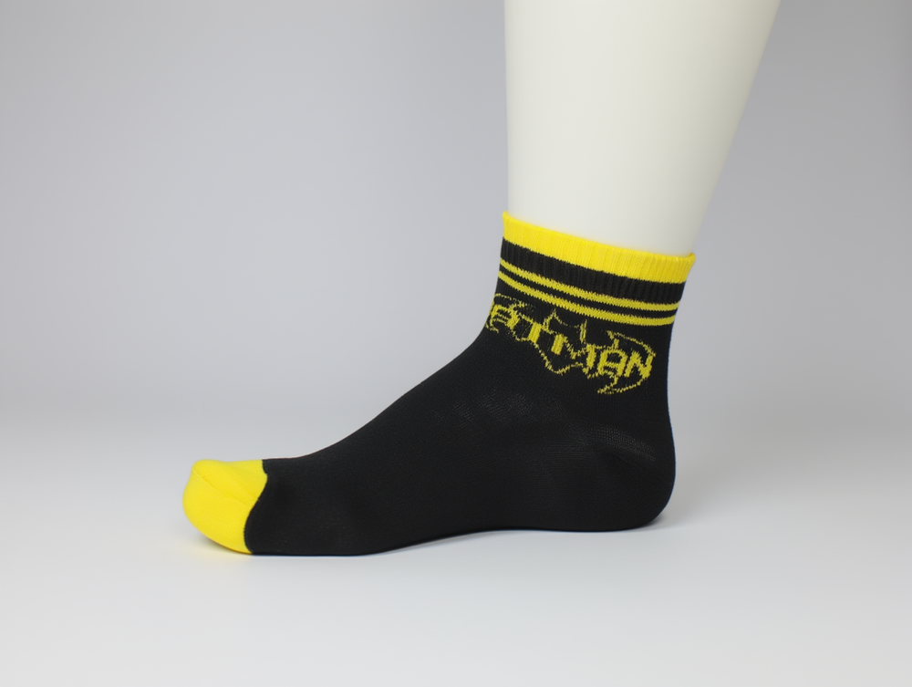 Batman Boy's Anklet Socks Black/Grey/Yellow - 3 Pcs