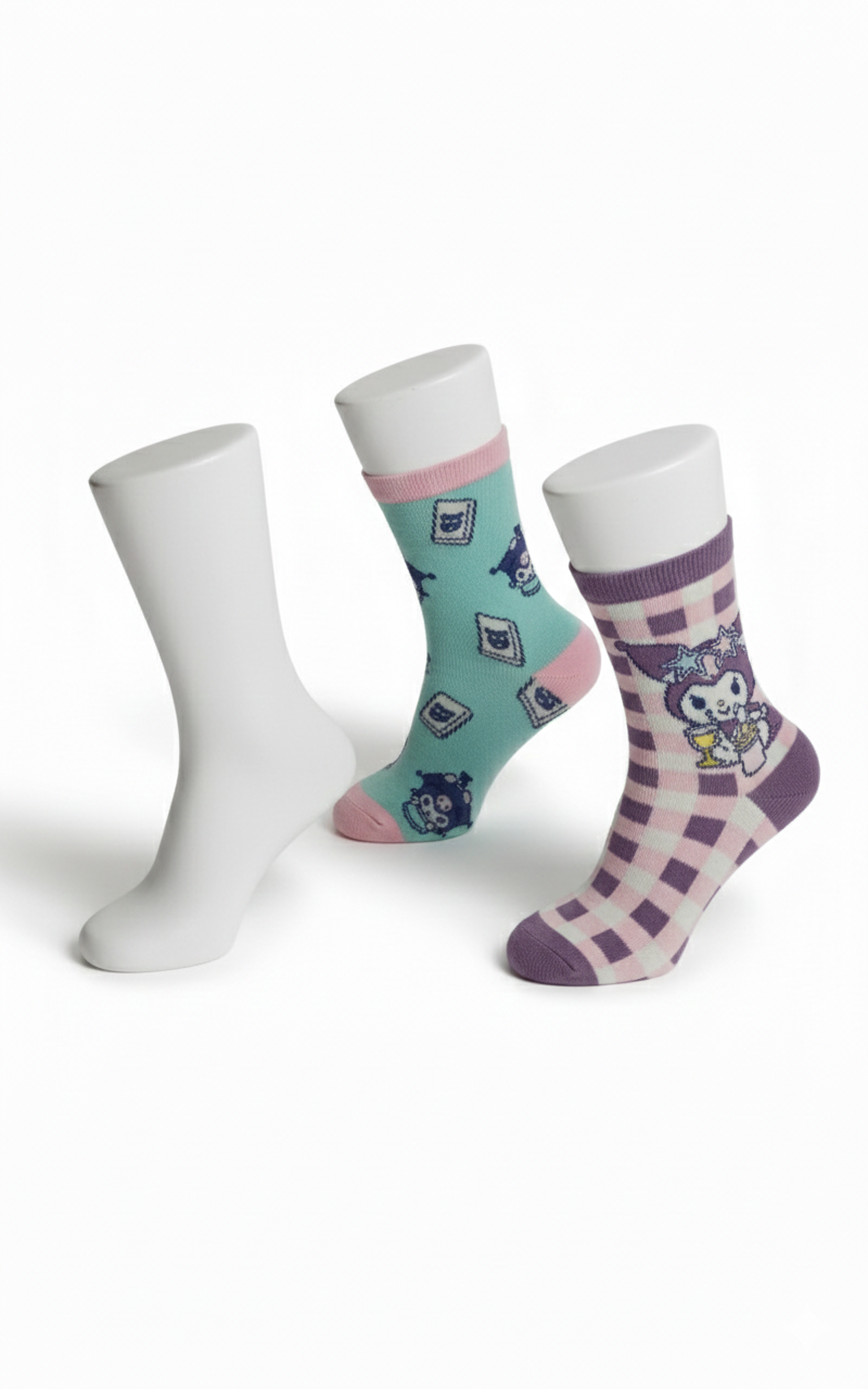 Kuromi Girl's Anklet Socks - Multicolor - 3 Pcs