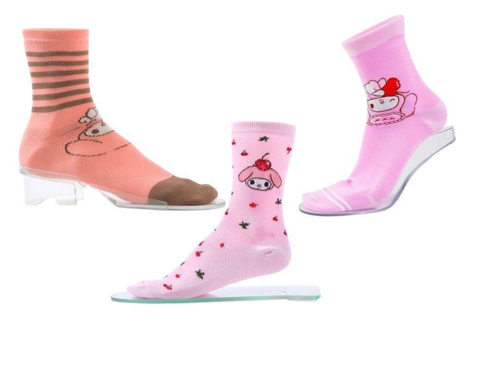 Hollywood Magic Girl's Melody Anklet Socks - Pink/Orange - 3 Pcs
