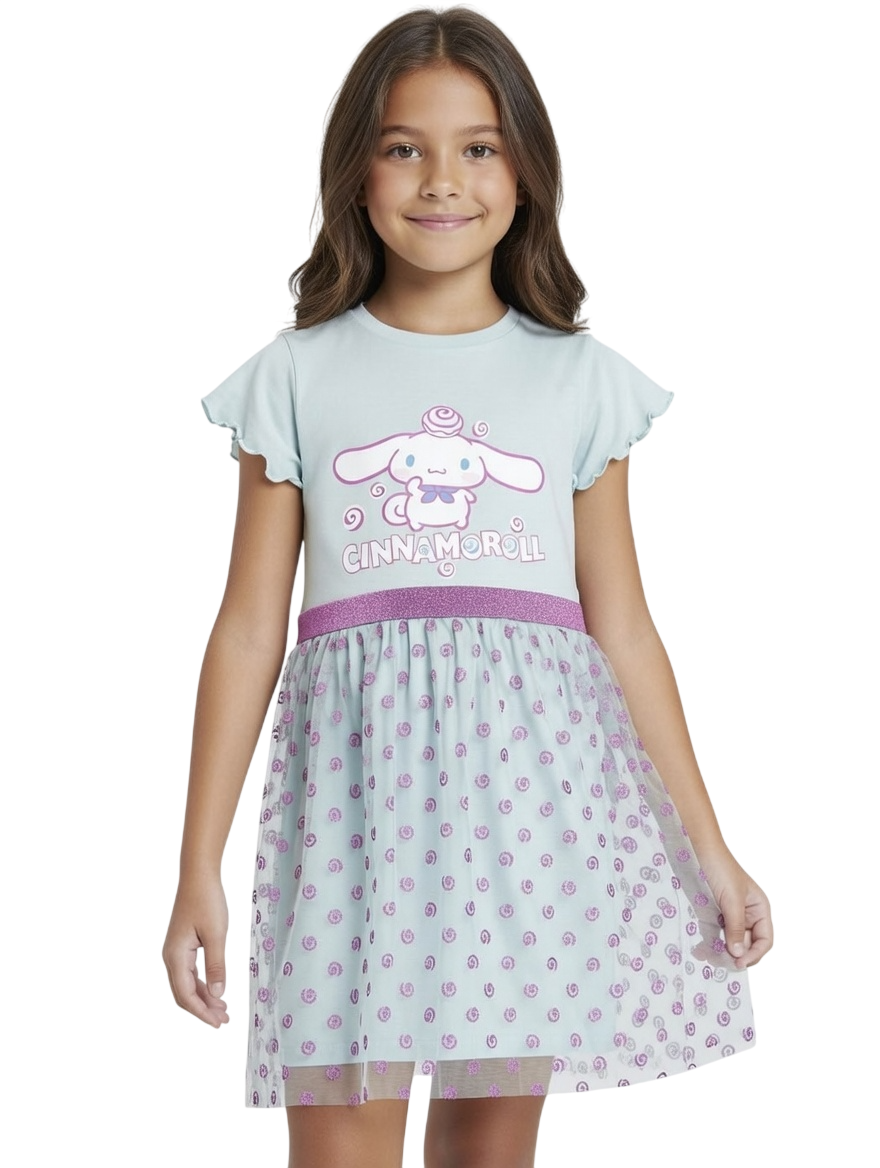 Cinnamoroll - Girl's Printed Tulle Dress - Blue
