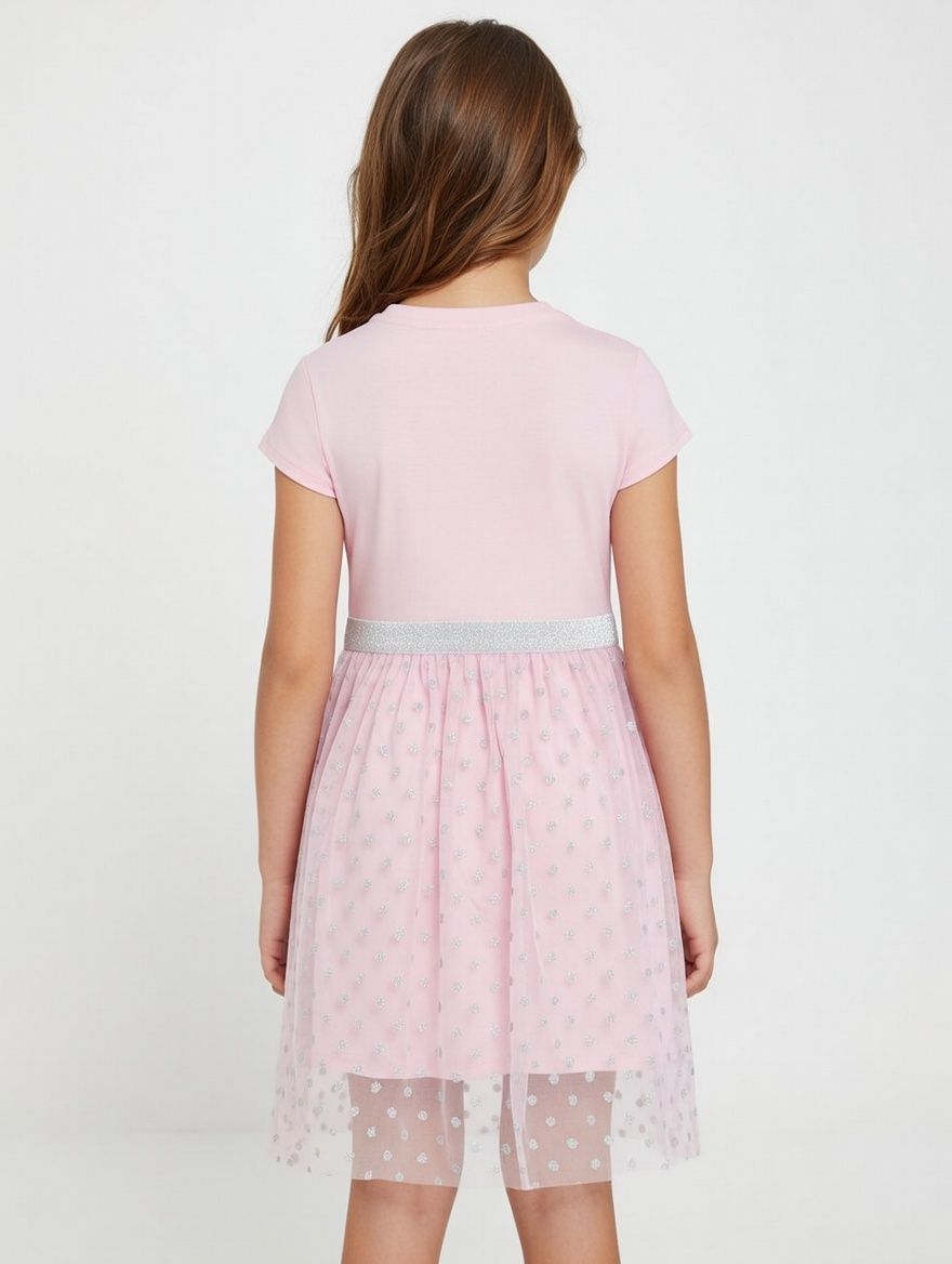 Cinnamoroll - Girl's Printed Short Sleeves Tulle Dress - Pink