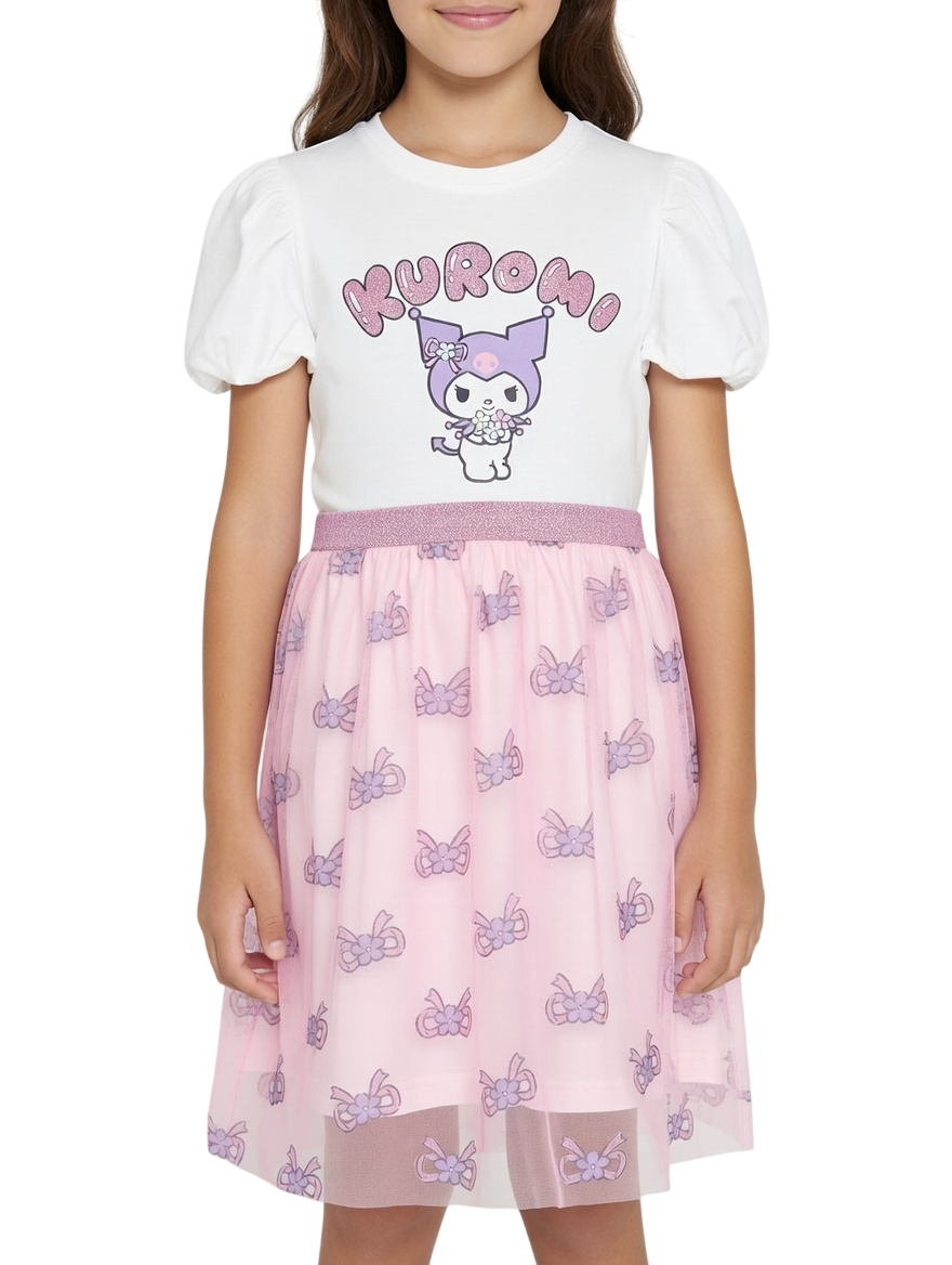 Kuromi Printed Tulle Dress - White
