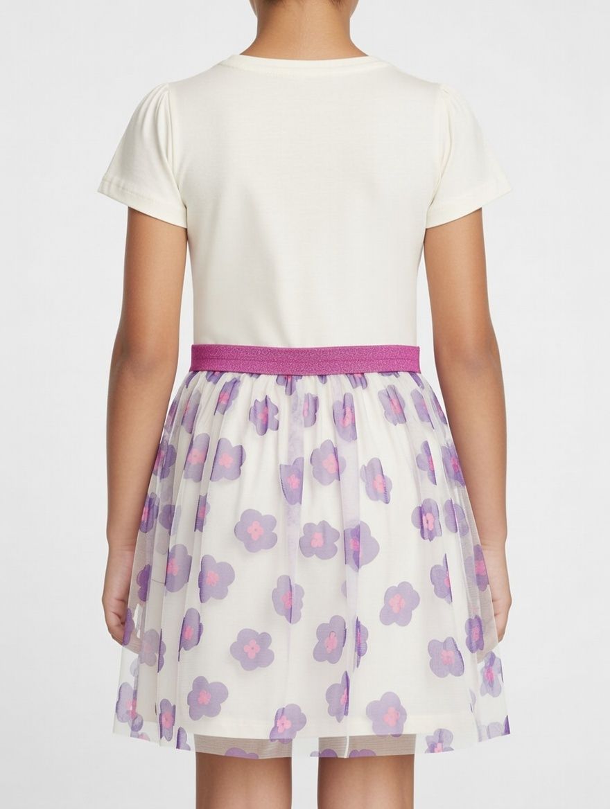 Kuromi Printed Tulle Dress - White/Pink