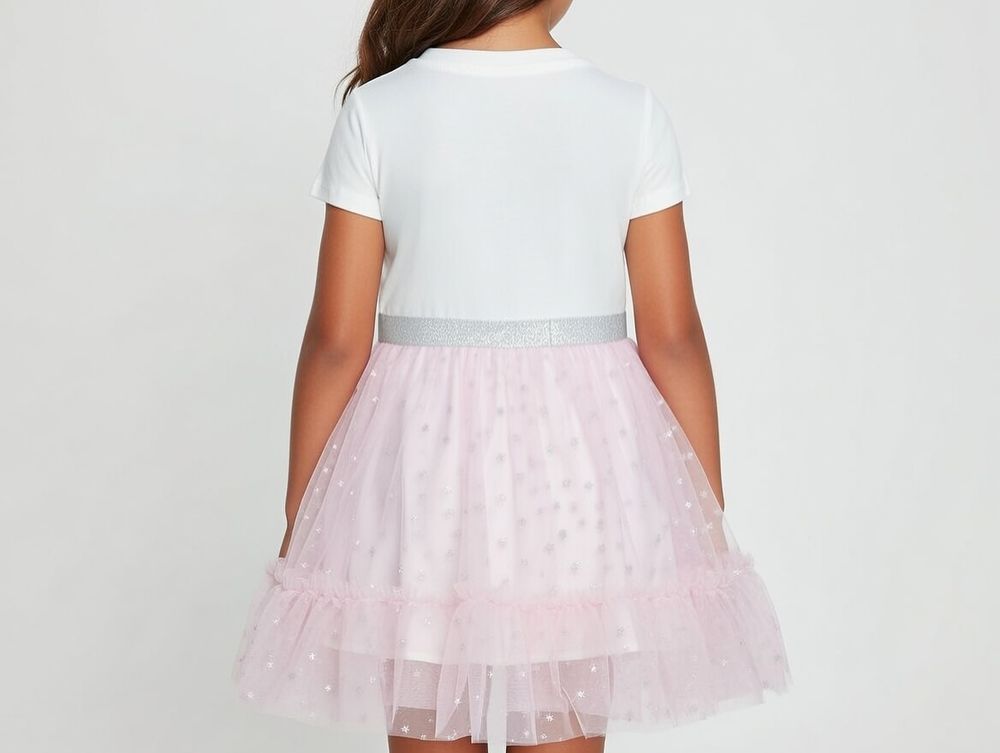 Smurfs - Girl's Printed Tulle Dress - White