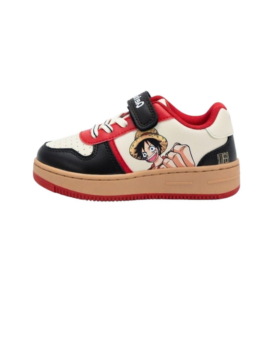 One Piece Boy's Low Top Sneakers - Black/Beige