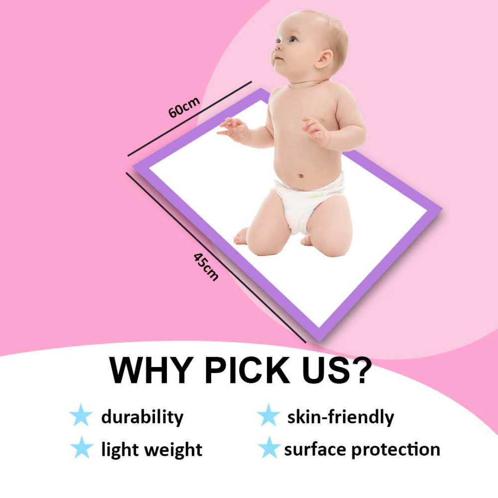 Cute 'n' Cuddle - Disposable Changing Mats - Lavender - 90 Pcs - 60 x 45cm