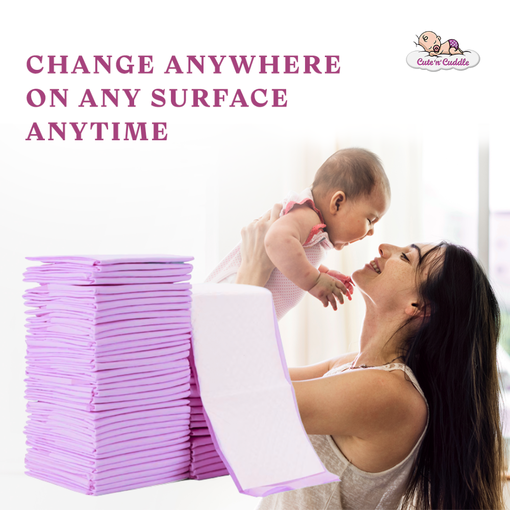 Cute 'n' Cuddle - Disposable Changing Mats And Scented Bags - Lavender/Red - 120 Pcs