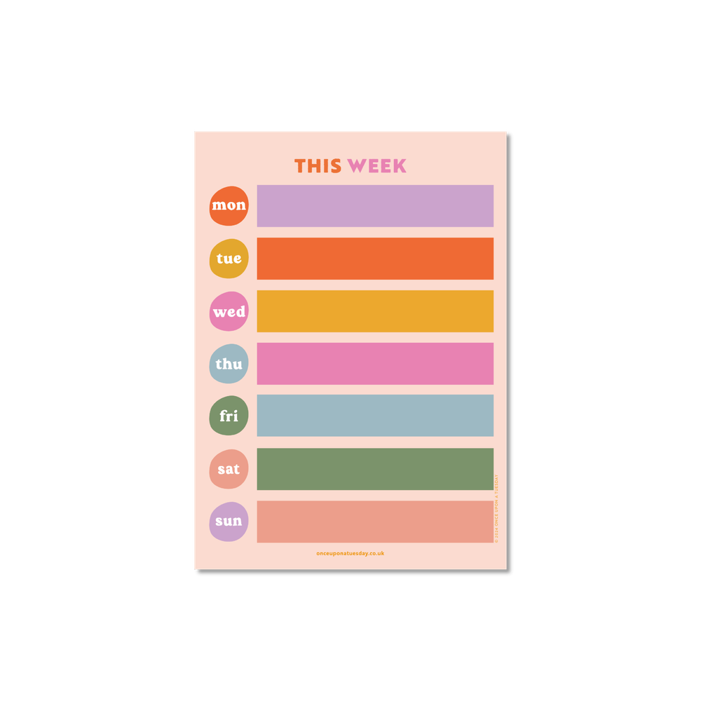 GOOD TUESDAY - Colour Block Magnetic Weekly Fridge Planner - A4