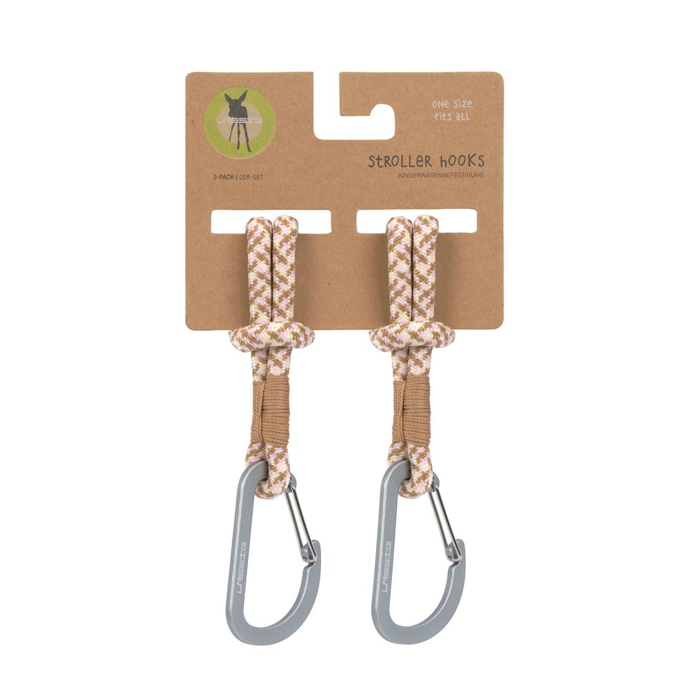 Lassig - Universal Stroller Hooks Only - Camel/Vanilla/Lavender - 2 Pcs