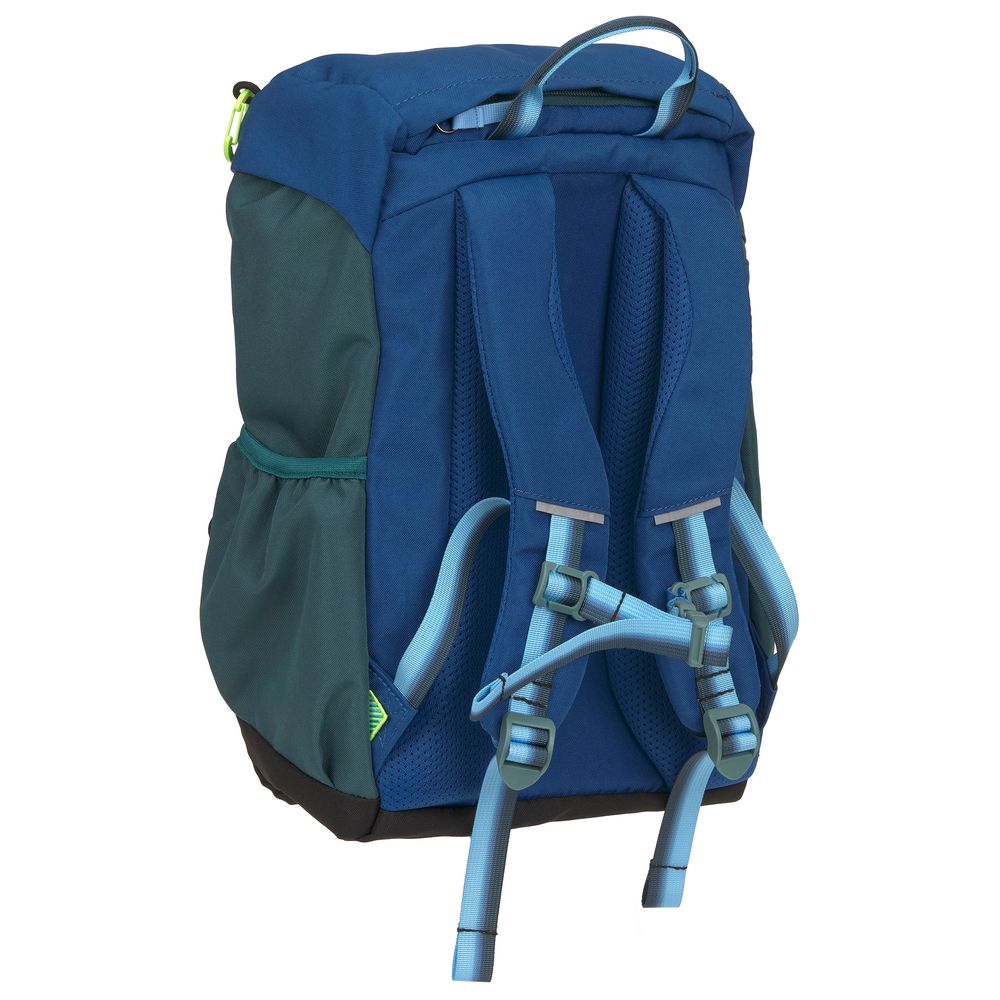Lassig - Big Outdoor Backpack With Rain Cover, Patch And Seat Pad - Blue/Green