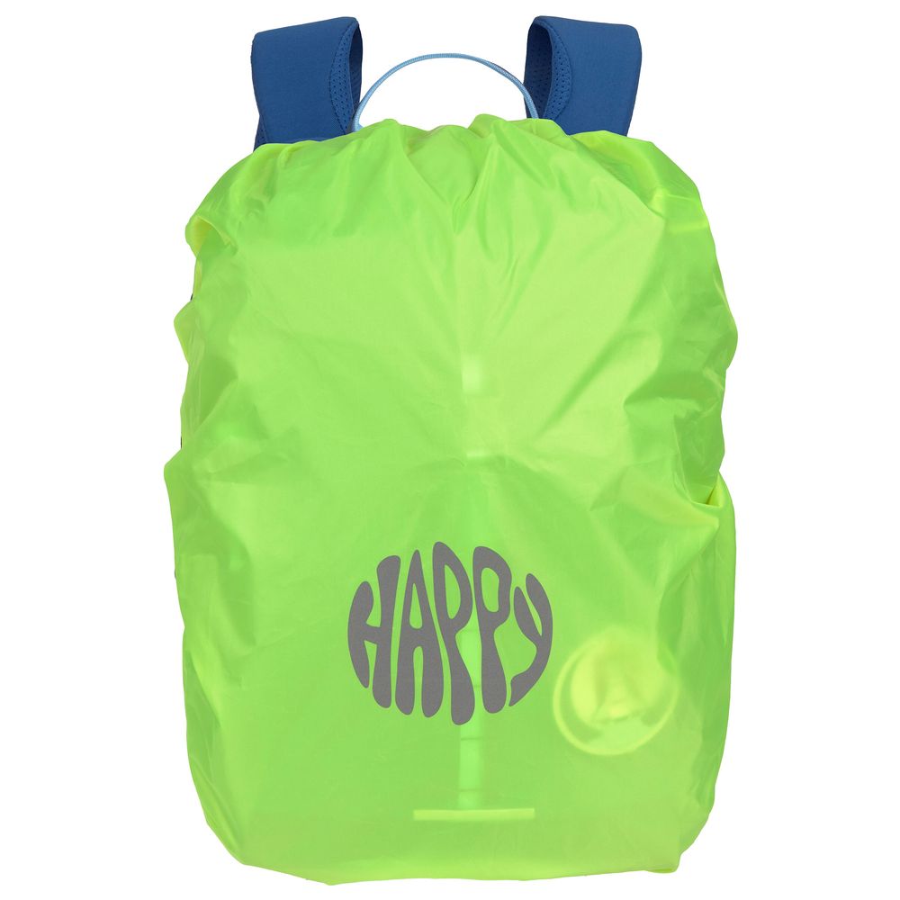 Lassig - Big Outdoor Backpack With Rain Cover, Patch And Seat Pad - Blue/Green