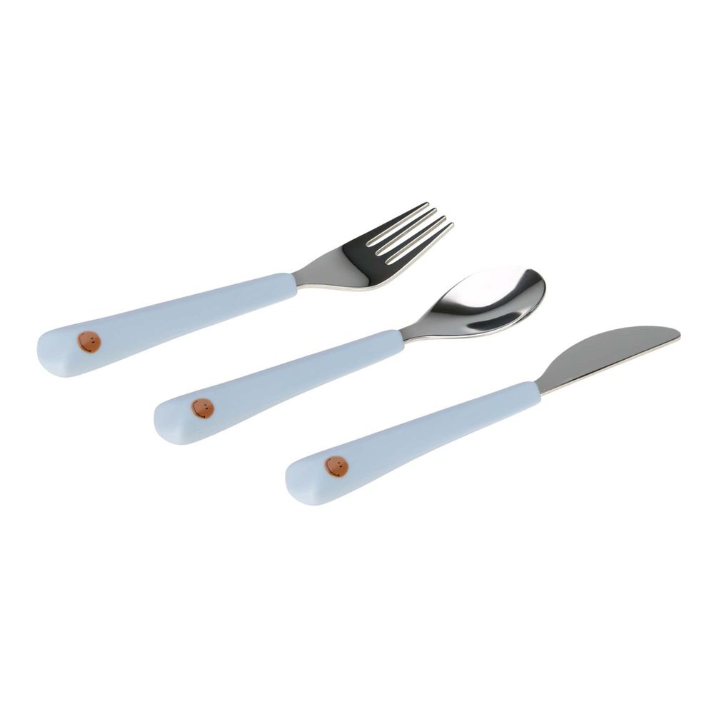 Lassig Happy Rascals Cutlery Set With Silicone Handle - Smile - 3 Pcs