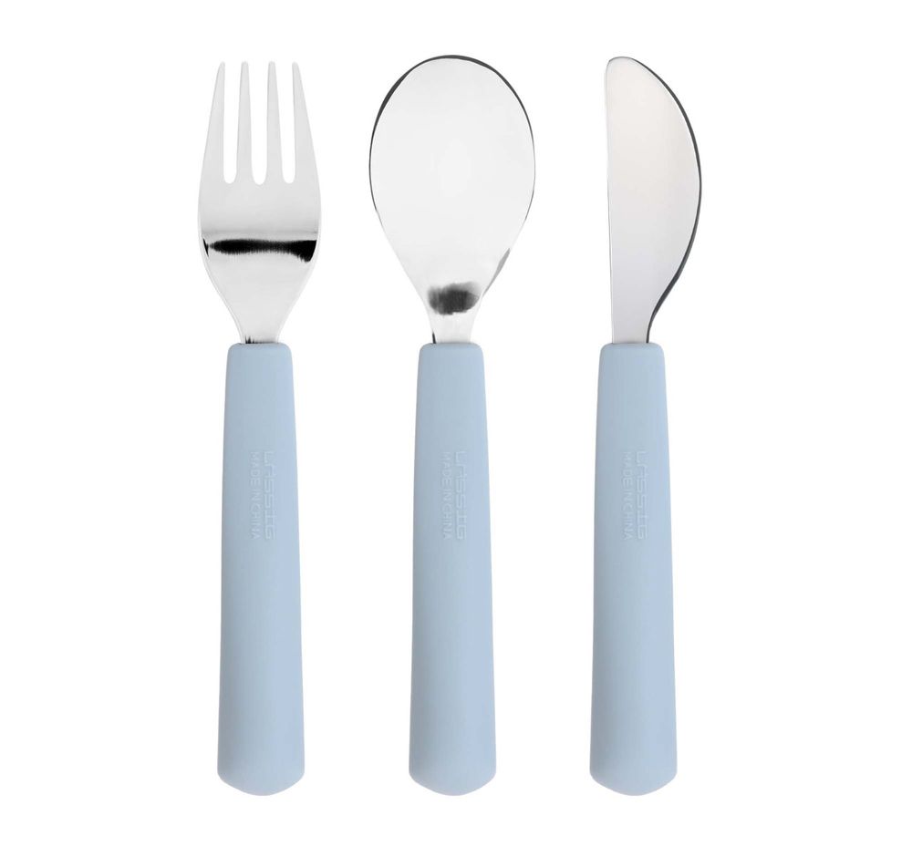 Lassig Happy Rascals Cutlery Set With Silicone Handle - Smile - 3 Pcs