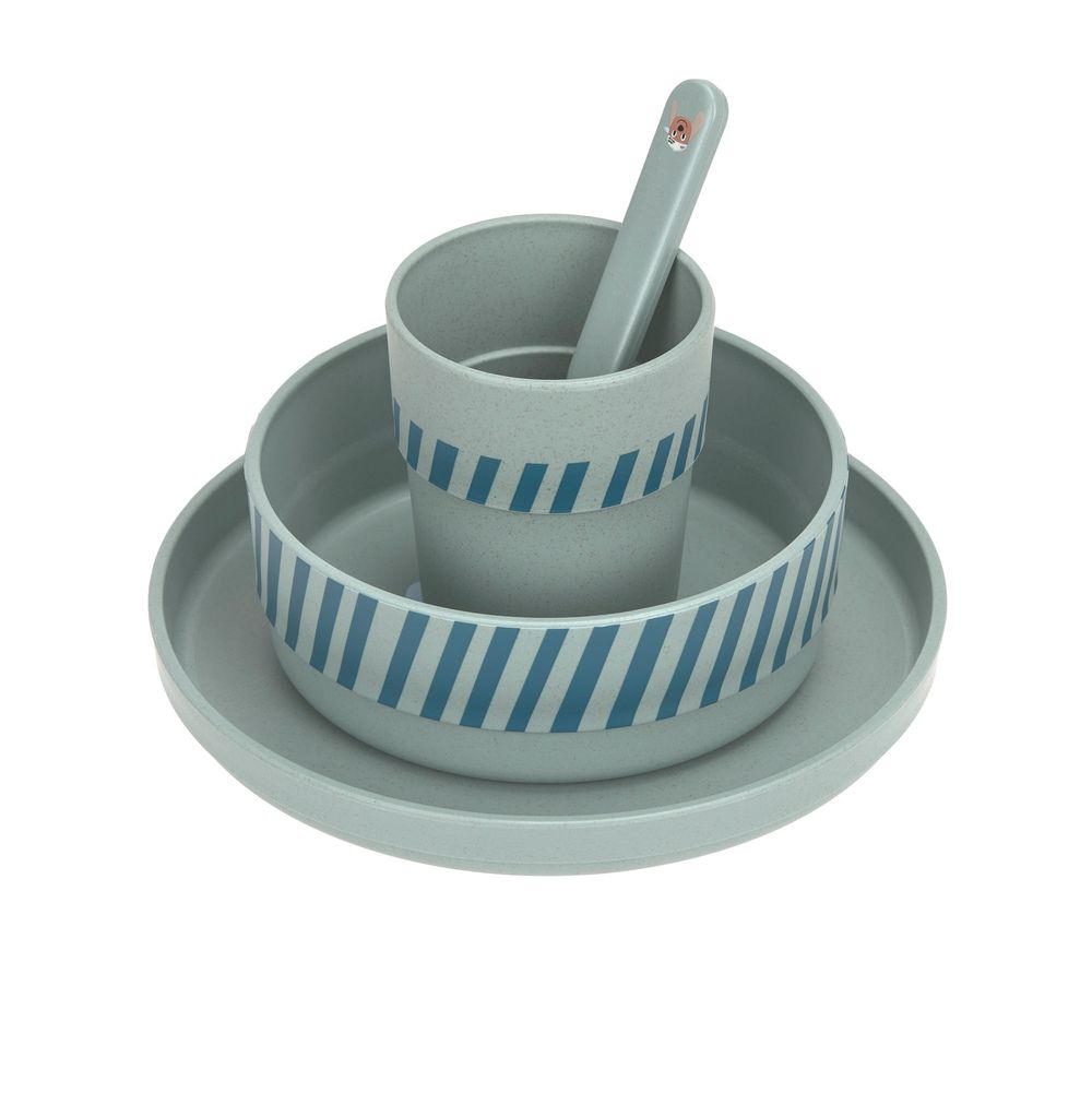 Lassig - Tiny Team Dish Set PP/Cellulose - Dog - 4 Pc Set