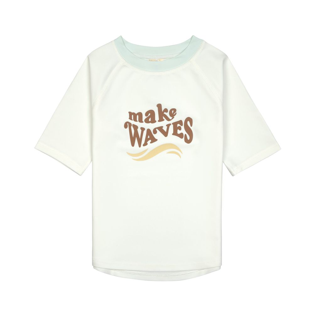 Lassig Kids Short Sleeve Make Waves Printed Rashguard Sea Salt - White