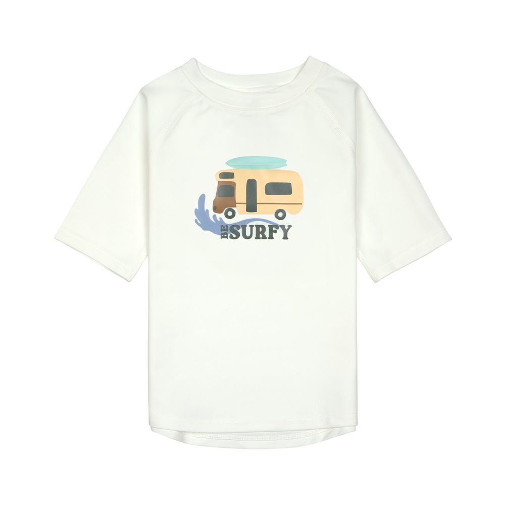 Lassig Kids Short Sleeve Rashguard Camper Sea Salt - White