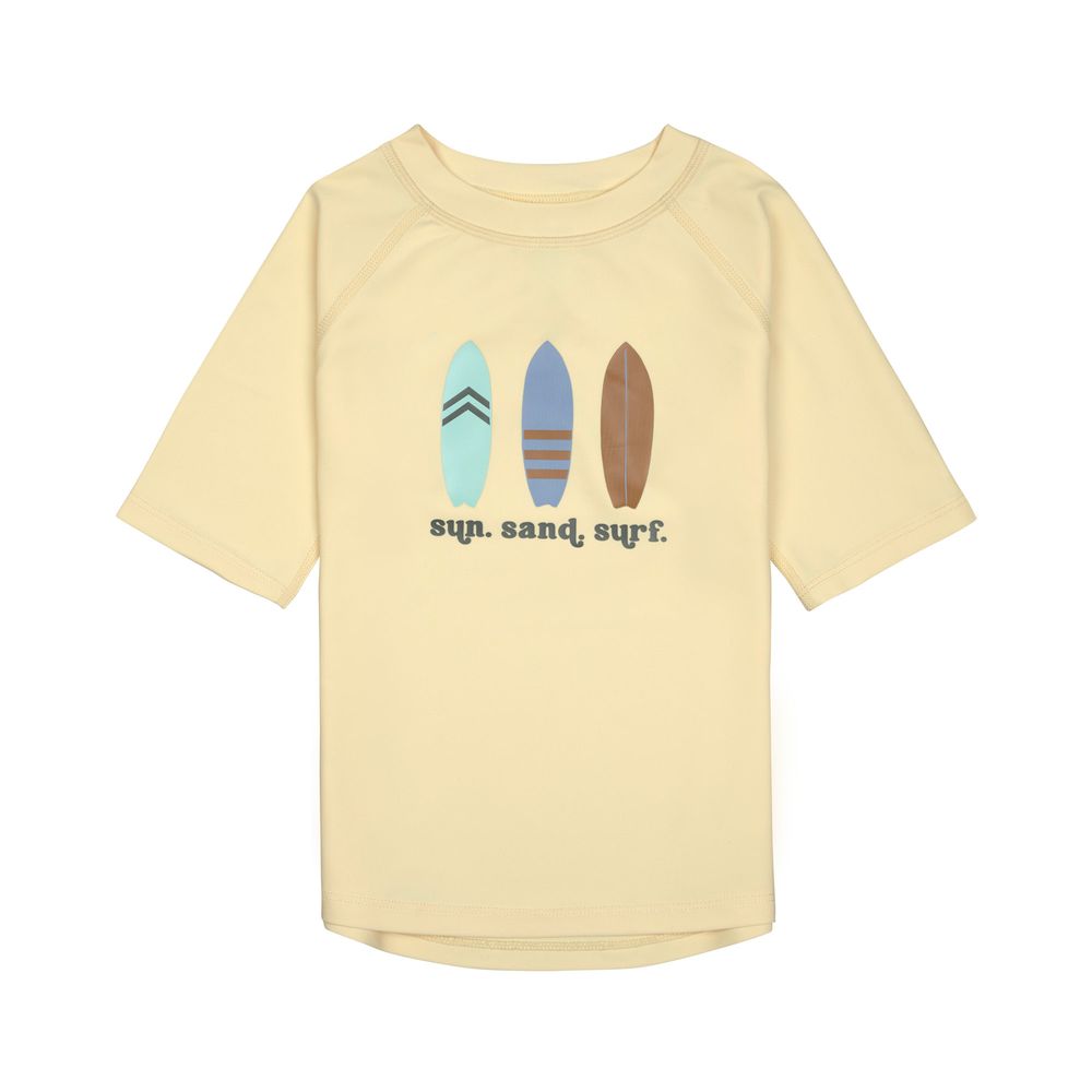 Lassig Kids Short Sleeve Rashguard Surfboards Vanilla - Yellow