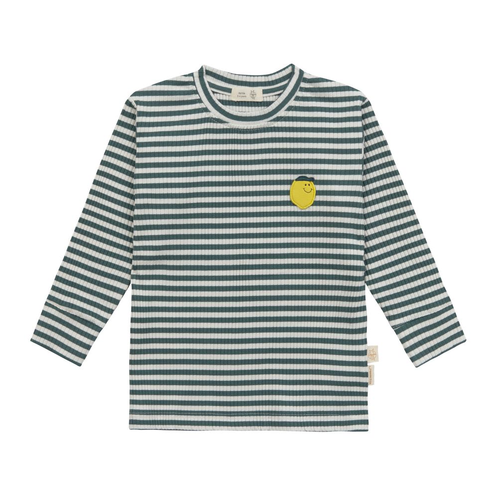 Lassig Boys' Ribbed Long Sleeves T-Shirt Lemon - Dark Green