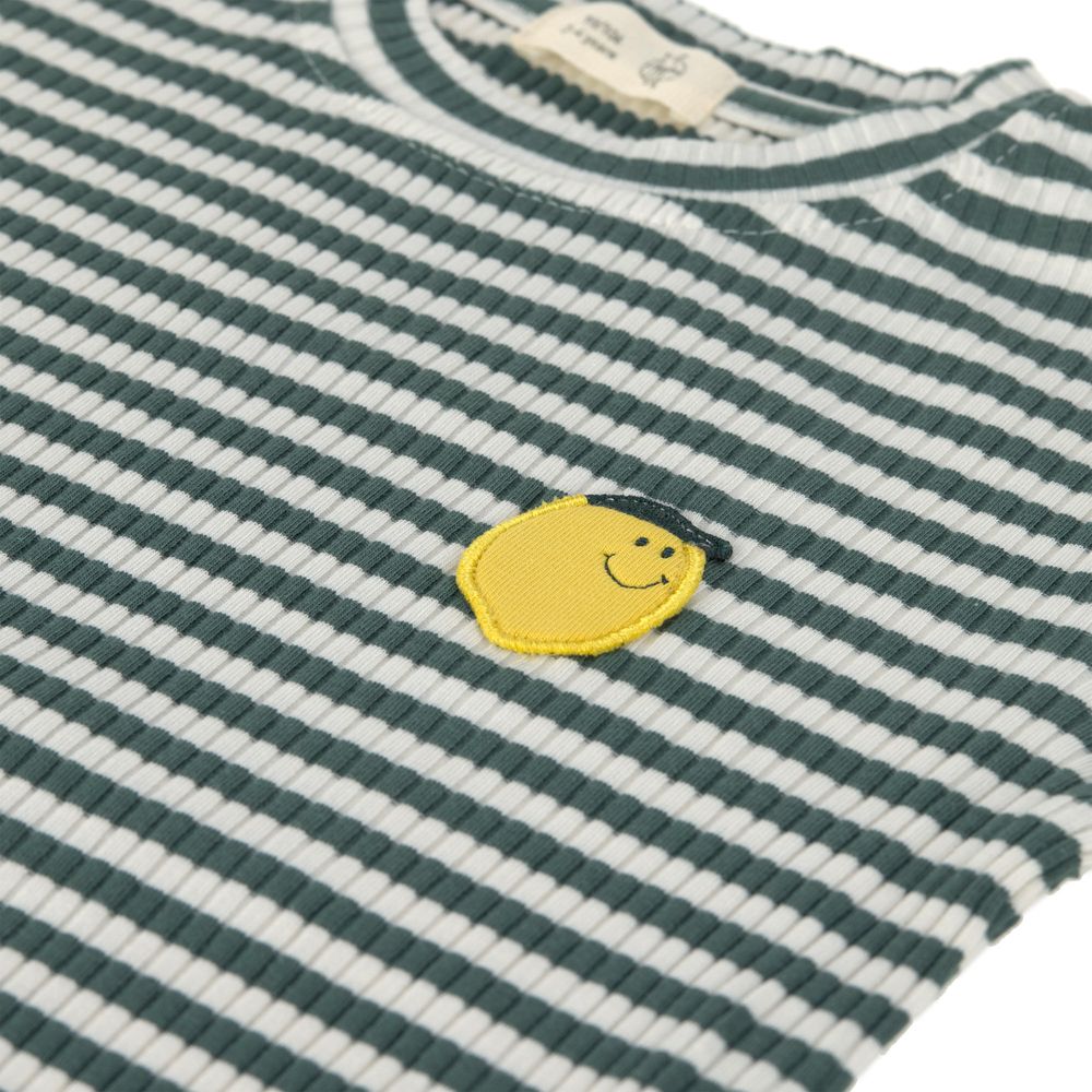 Lassig Boys' Ribbed Long Sleeves T-Shirt Lemon - Dark Green