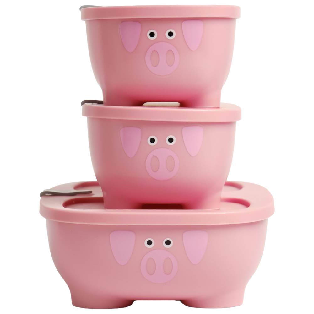 Prince Lionheart Bentomal To-Go Food Container Set - Pig - 3 Pcs