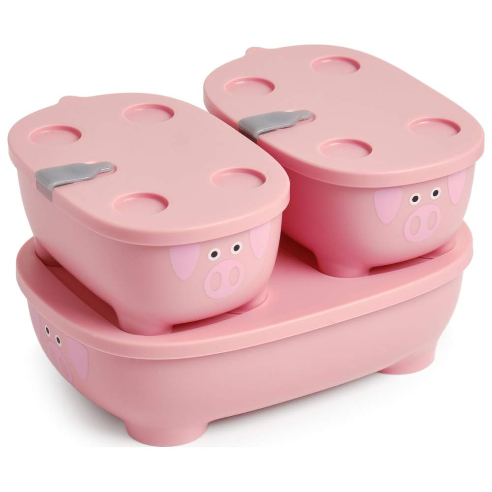 Prince Lionheart Bentomal To-Go Food Container Set - Pig - 3 Pcs