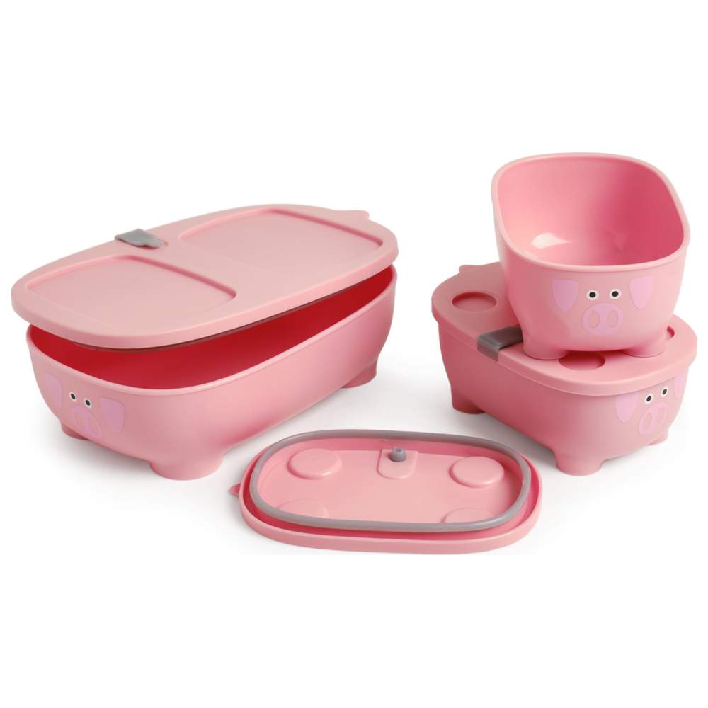 Prince Lionheart Bentomal To-Go Food Container Set - Pig - 3 Pcs
