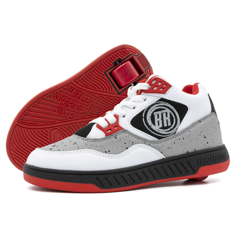 Breezy Rollers Kids Shoes - White/Red/Grey
