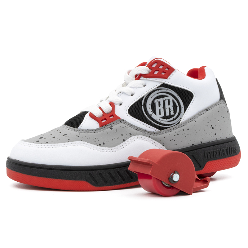 Breezy Rollers Kids Shoes - White/Red/Grey