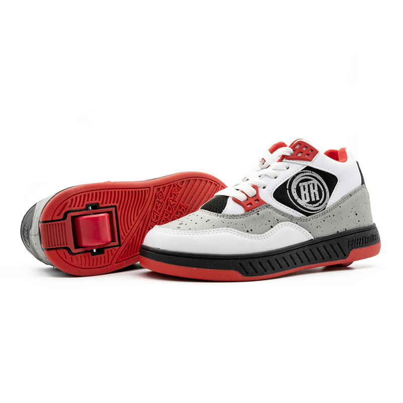 Breezy Rollers Kids Shoes - White/Red/Grey