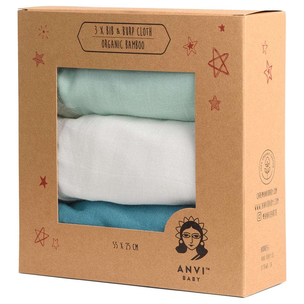 Anvi Baby Cirrus Burp & Bib Cloth - Pack of 3