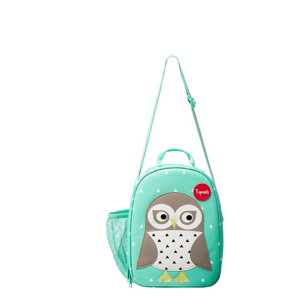 3 Sprouts - Owl Lunch Bag - White/Green