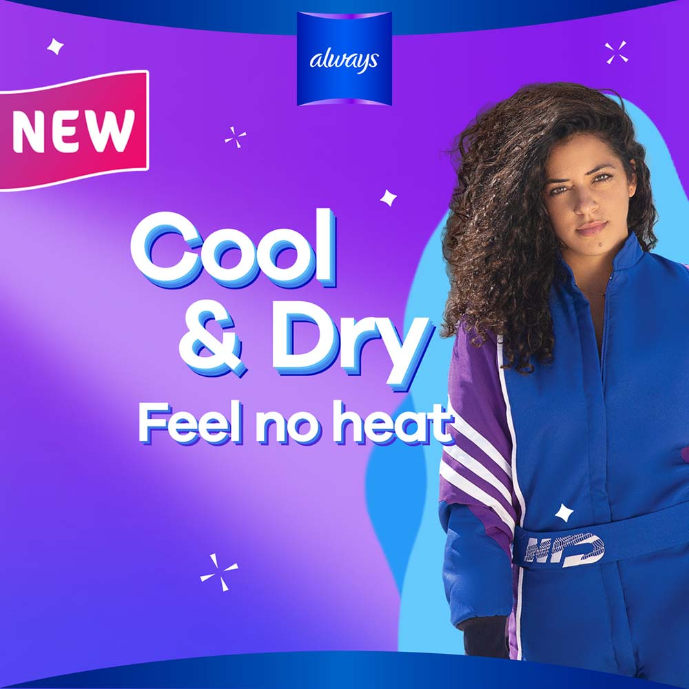 Always Cool & Dry, Maxi Thick, Large Sanitary Pads with Wings, 30 Pads