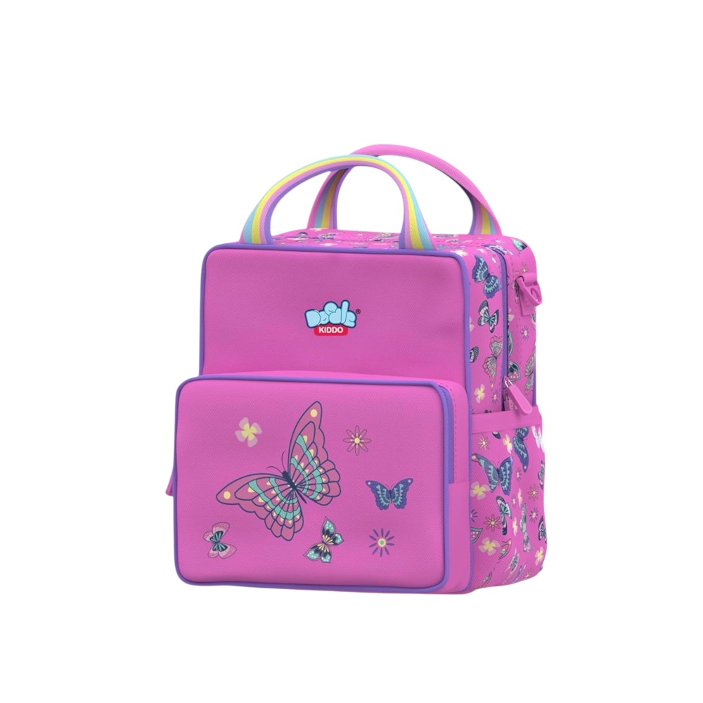 Doodle Kiddo - 2-In-1 Butterfly Backpack Lunch Bag - Pink